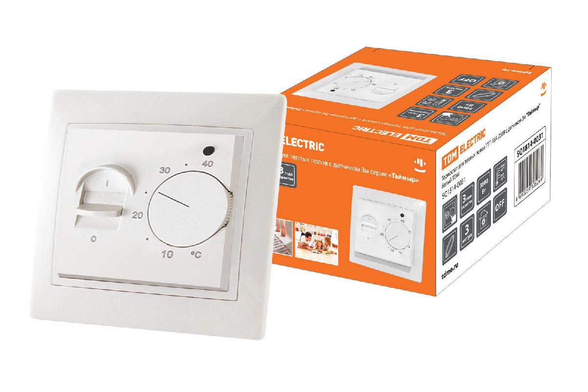 TDM Термостат для теплых полов электронный сенсорный ТТПЭ-2 16А 250В с датчиком 3м
